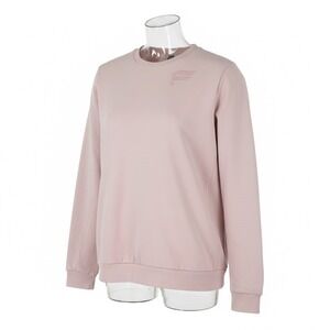 Fabletics Sweatshirt XL Crew Long Sleeve Pink Blush Logo Workout Gym Side Panels